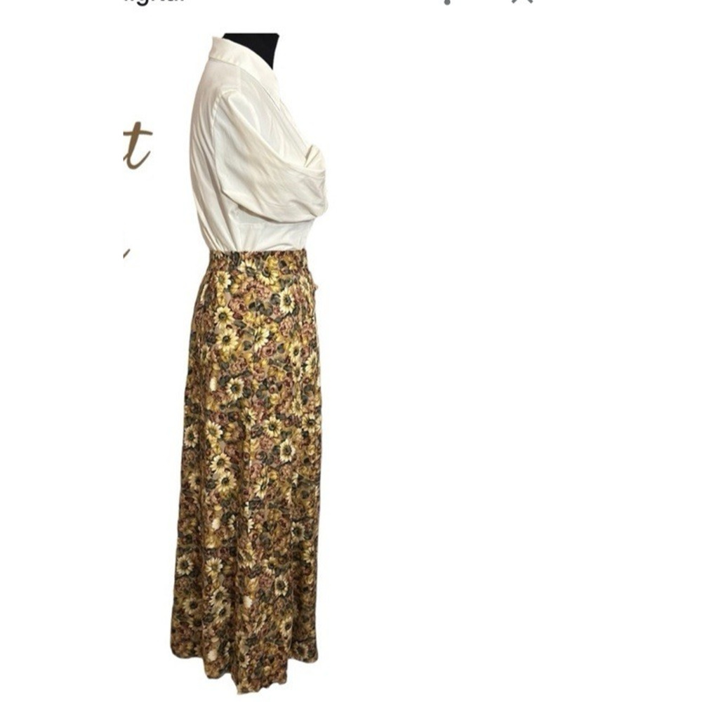 Vintage 90s Express Floral Maxi Skirt S Button Front Elastic Waist Fairy Grunge - Picture 7 of 11